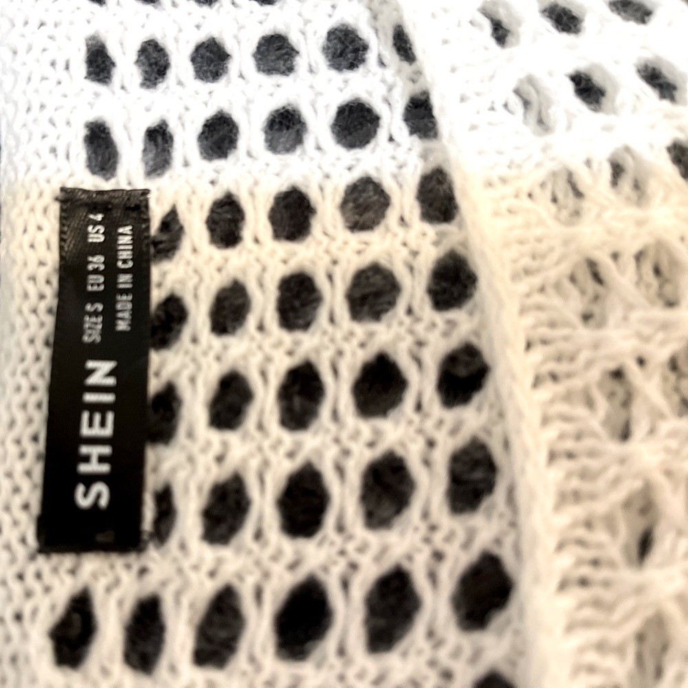 SHEIN White Open-Knit Top